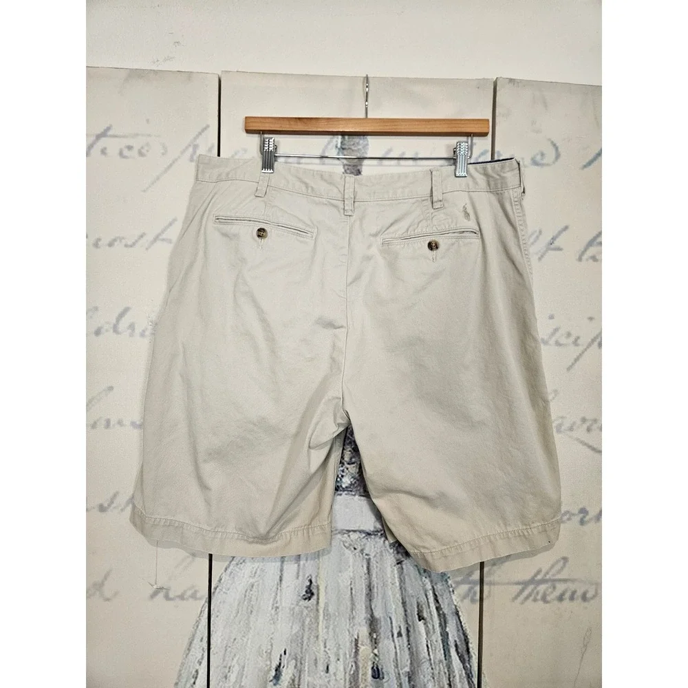 Polo Ralph Lauren Shorts 35 Tan Khaki Relaxed Fit Chino Cotton Mens Casual